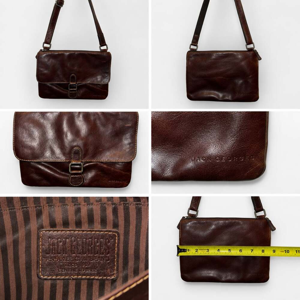 Jack Georges Vintage Brown Leather Messenger Shoulder Crossbody Bag Made in USA
